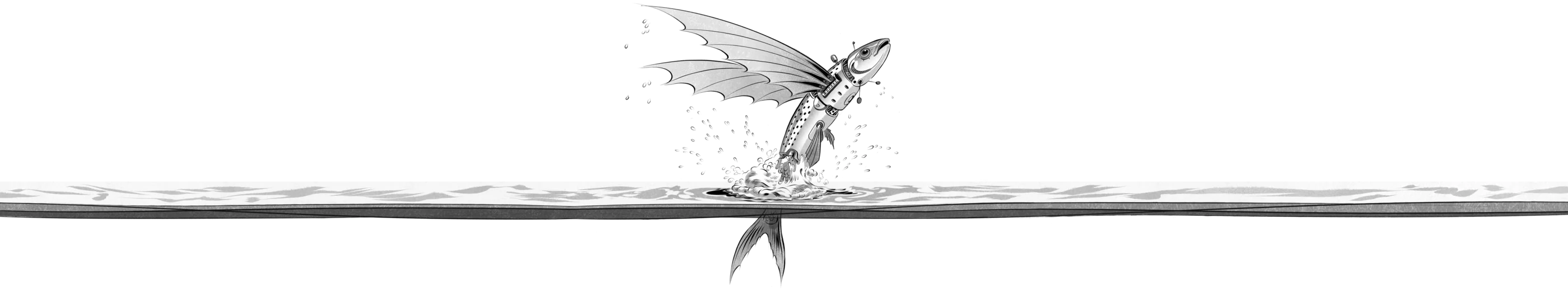 A flying fish breaching the surface