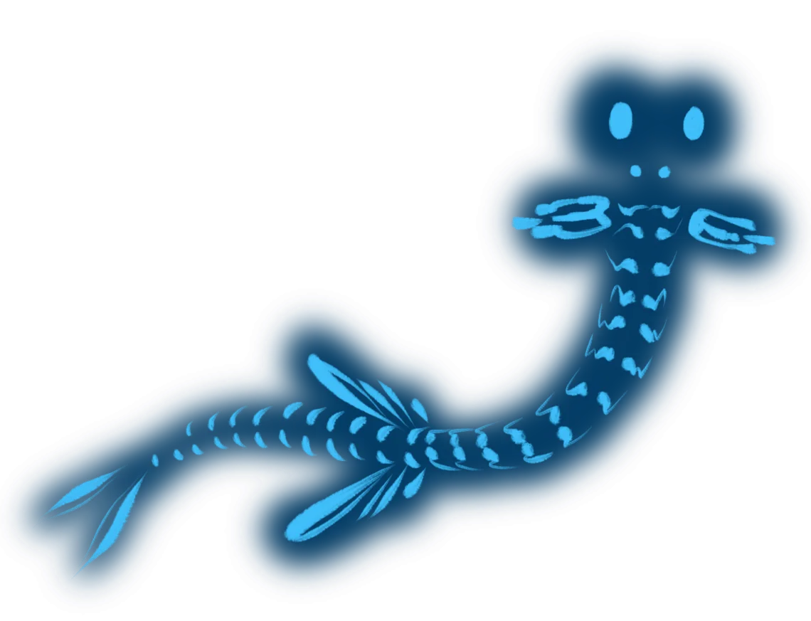 A glowing, X-ray-like fish